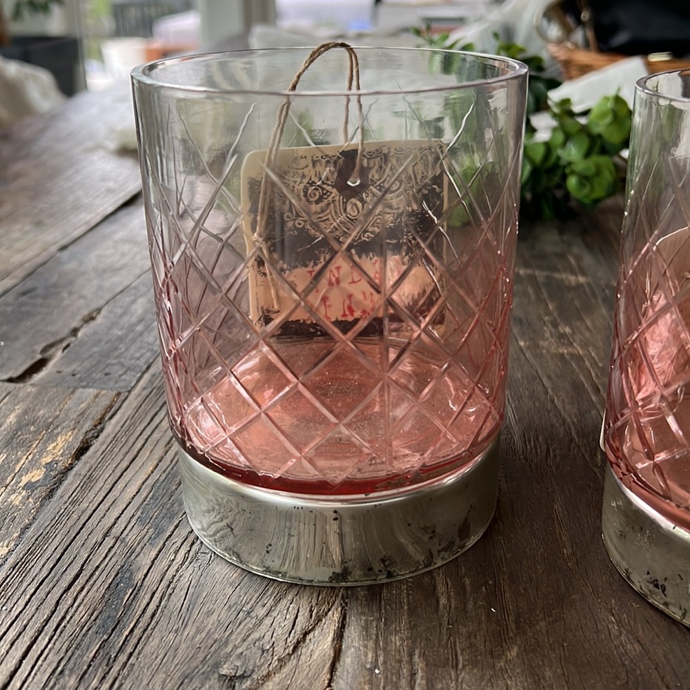 🆕 ARTISAN candleholders (2) - Pink glass - NEW